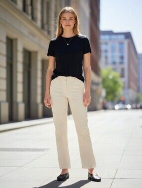 Margaret Frances Size 8 Cream Tailored Slim Fit Trousers Elegant EUC